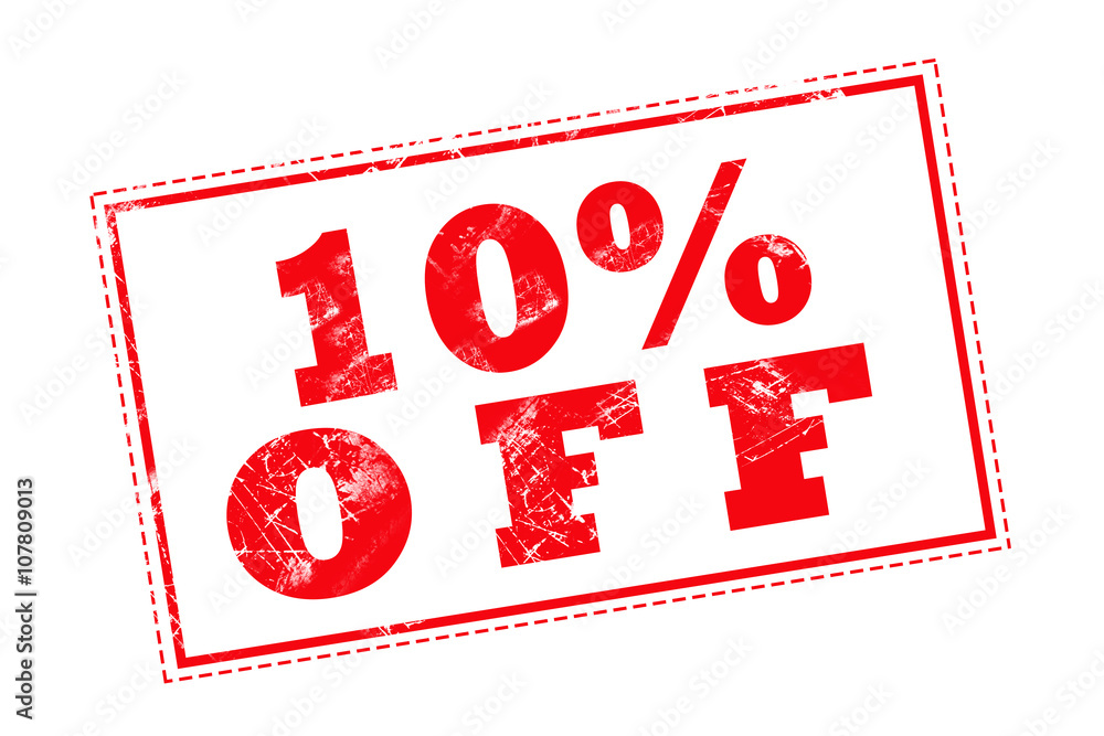 10% OFF red stamp text on white background 10% OFF red stamp text on white background