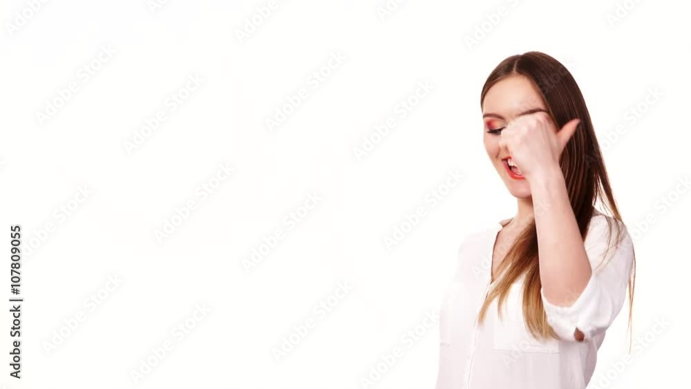 Woman holds empty hand copy space for product 4K Woman holds empty hand copy space for product 4K