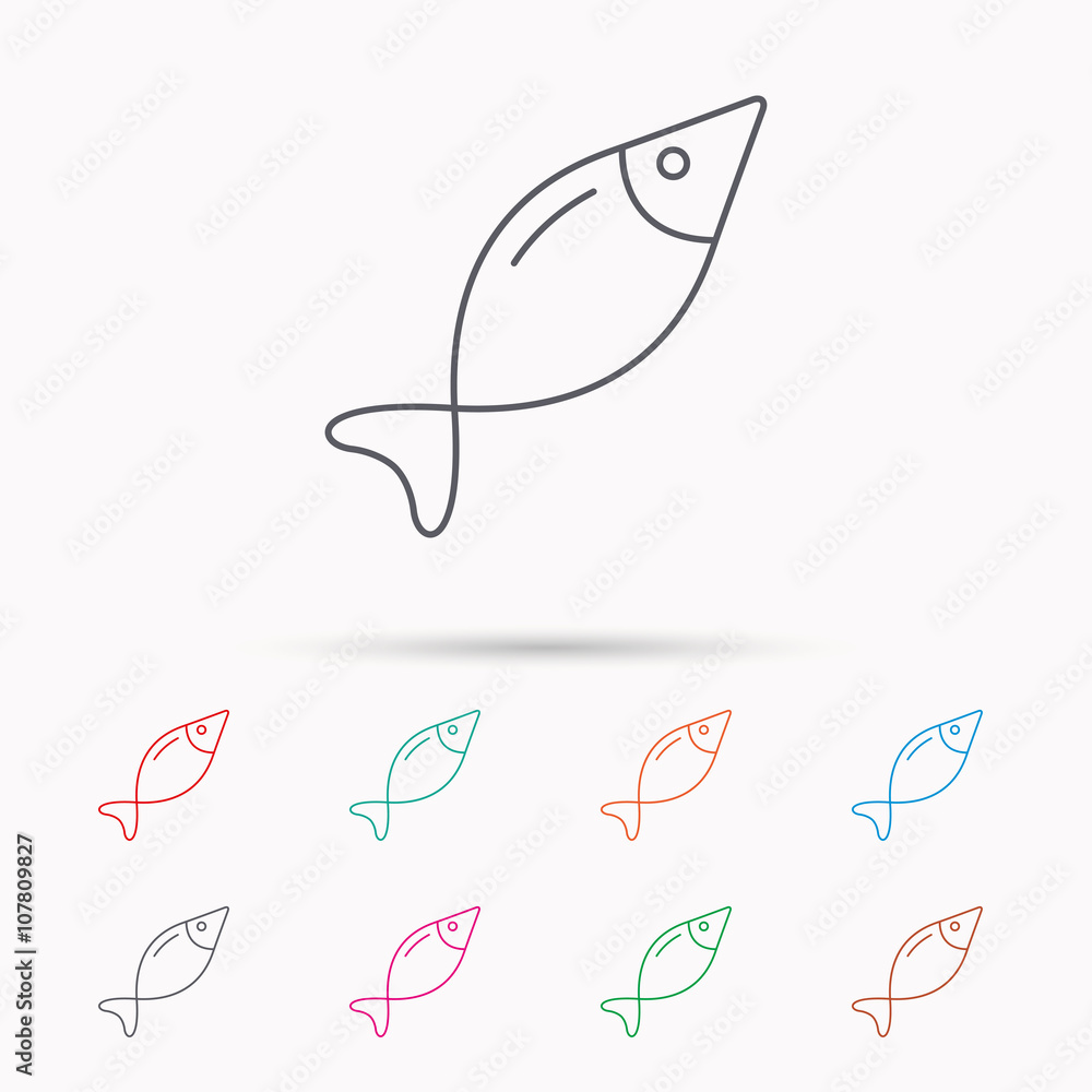 Fototapeta premium Fish icon. Fishing sign.