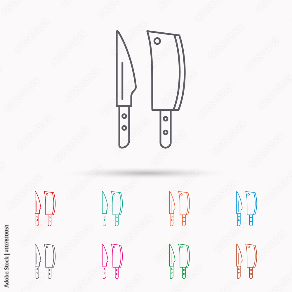 Fototapeta premium Butcher and kitchen knives icon.
