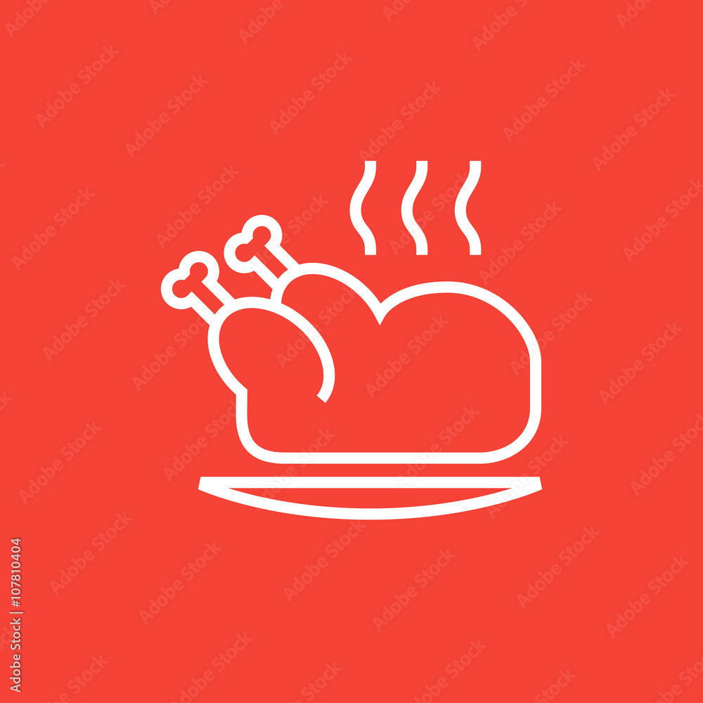 Baked whole chicken line icon. Baked whole chicken line icon.
