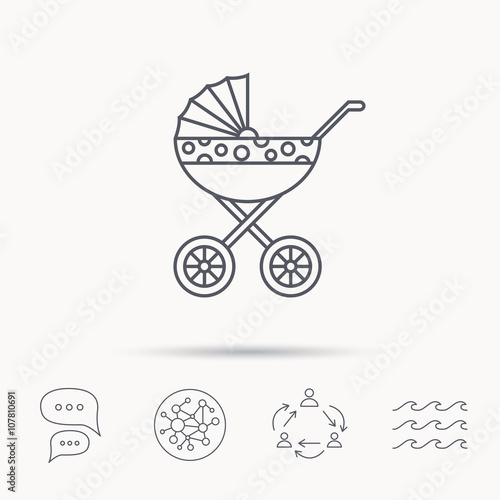 Pram icon. Newborn stroller sign.