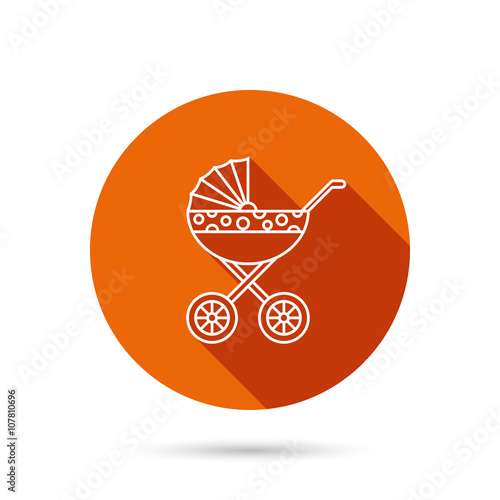 Pram icon. Newborn stroller sign.