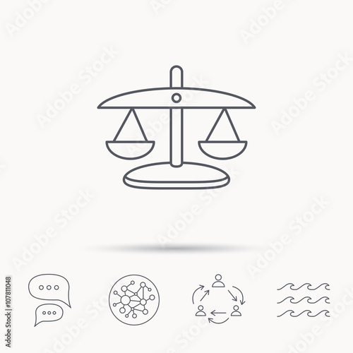 Scales of Justice icon. Law and judge sign.