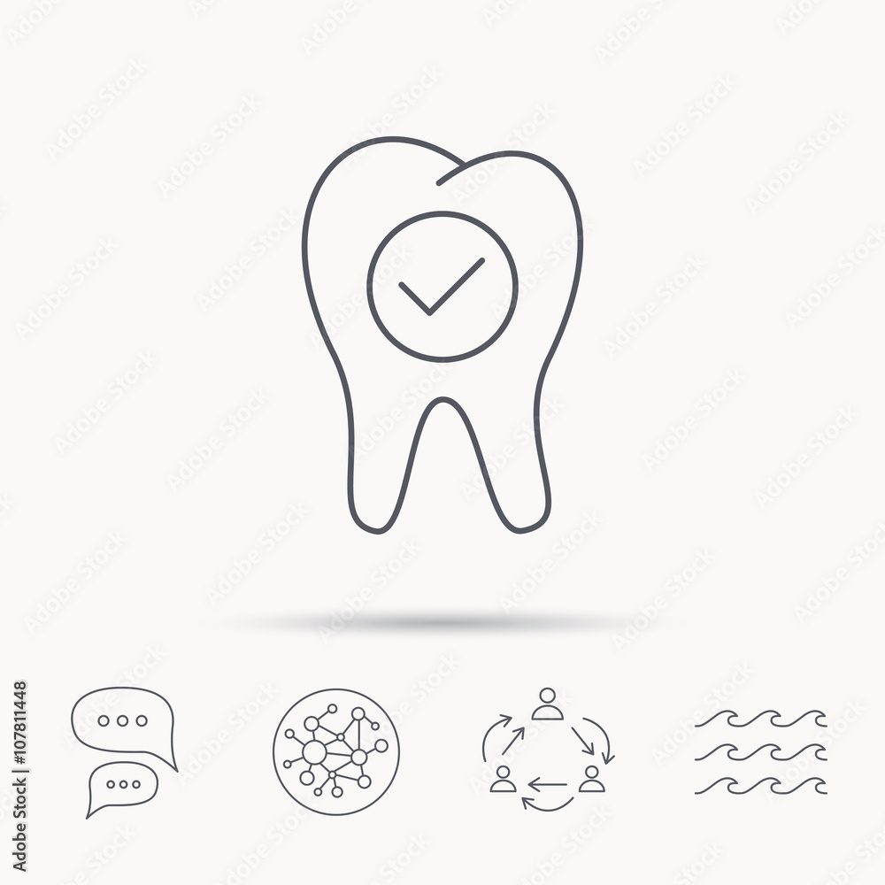 Check tooth icon. Stomatology sign. Check tooth icon. Stomatology sign.