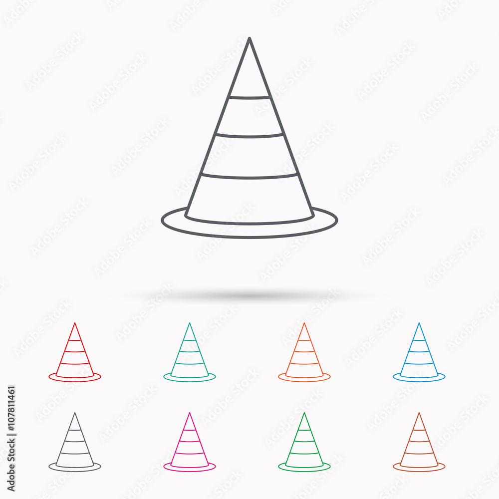 Traffic cone icon. Road warning sign. Traffic cone icon. Road warning sign.