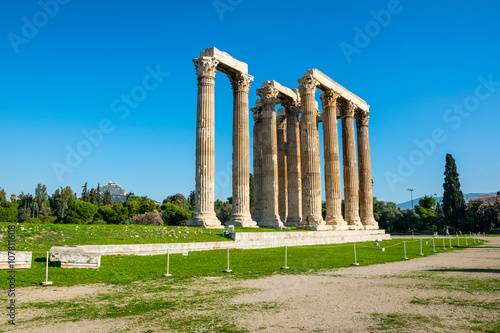 Temple of the Olympian Zeus and the Acropolis in Athens, Greece photo