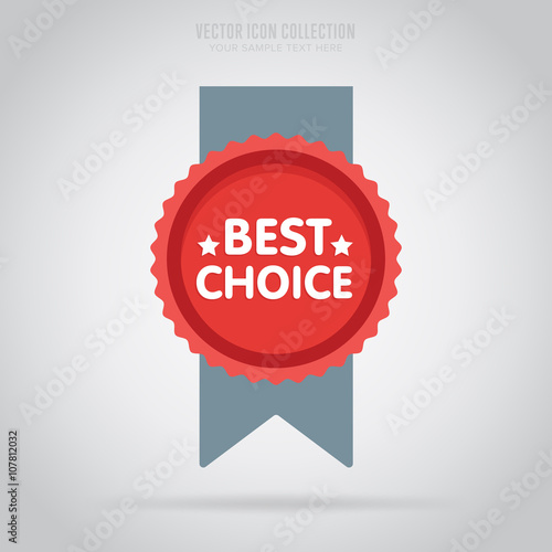 Winner medal badge  isolated vector in flat design style. Colorful winner badge or label. First place.
