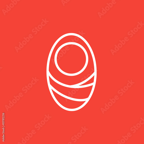 Infant wrapped in swaddling clothes line icon.