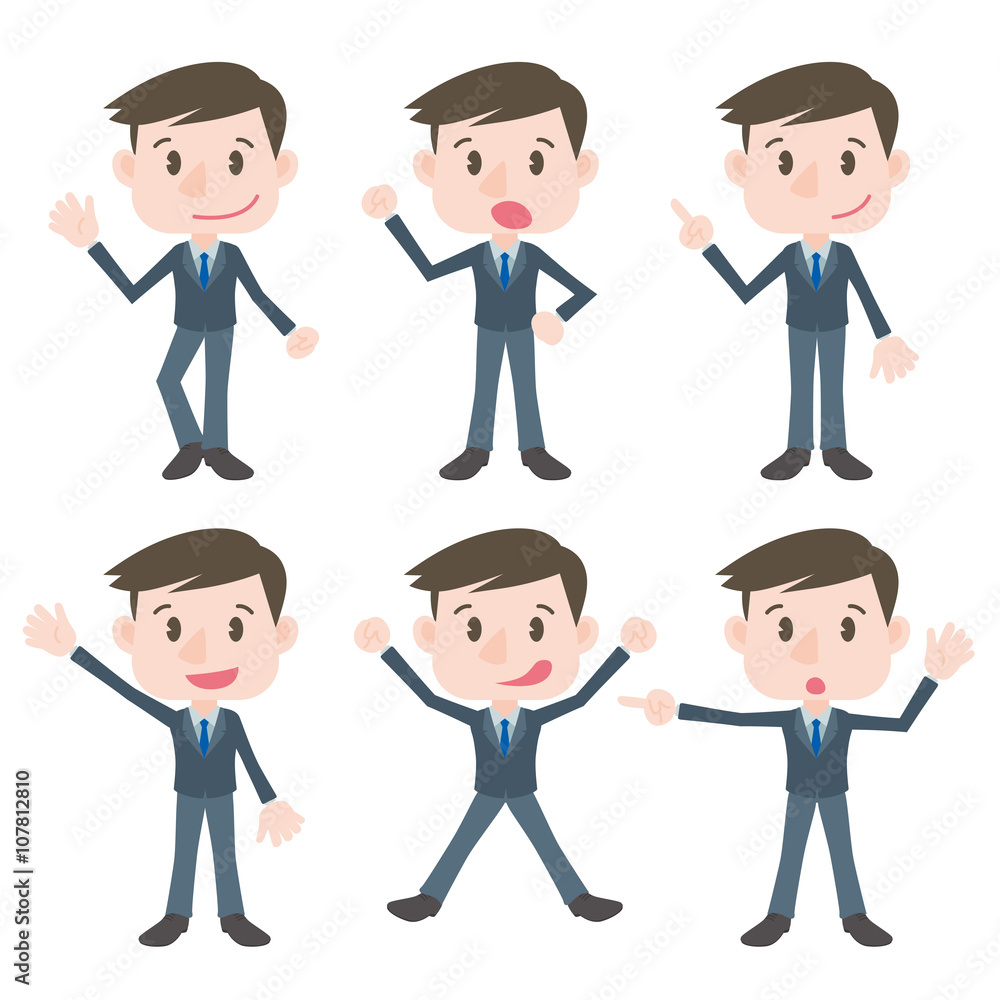 young business person character pose clip art set, vector illustration young business person character pose clip art set, vector illustration