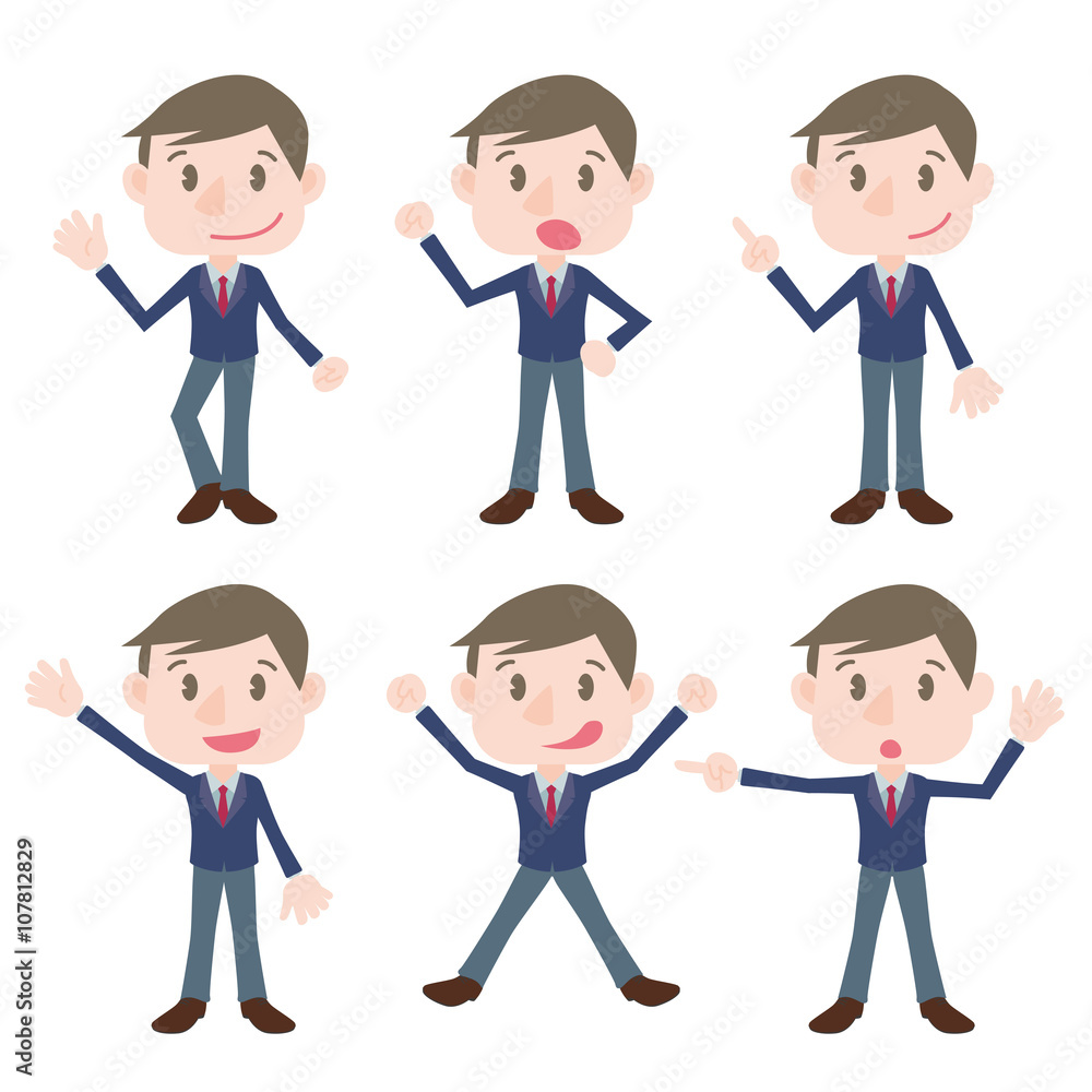 young business person character various pose clip art set, vector illustration young business person character various pose clip art set, vector illustration