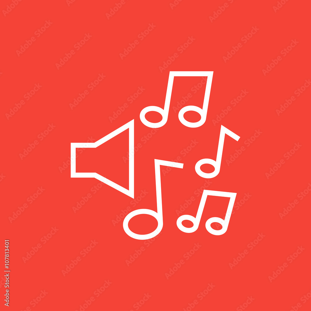Loudspeakers with music notes line icon. Loudspeakers with music notes line icon.