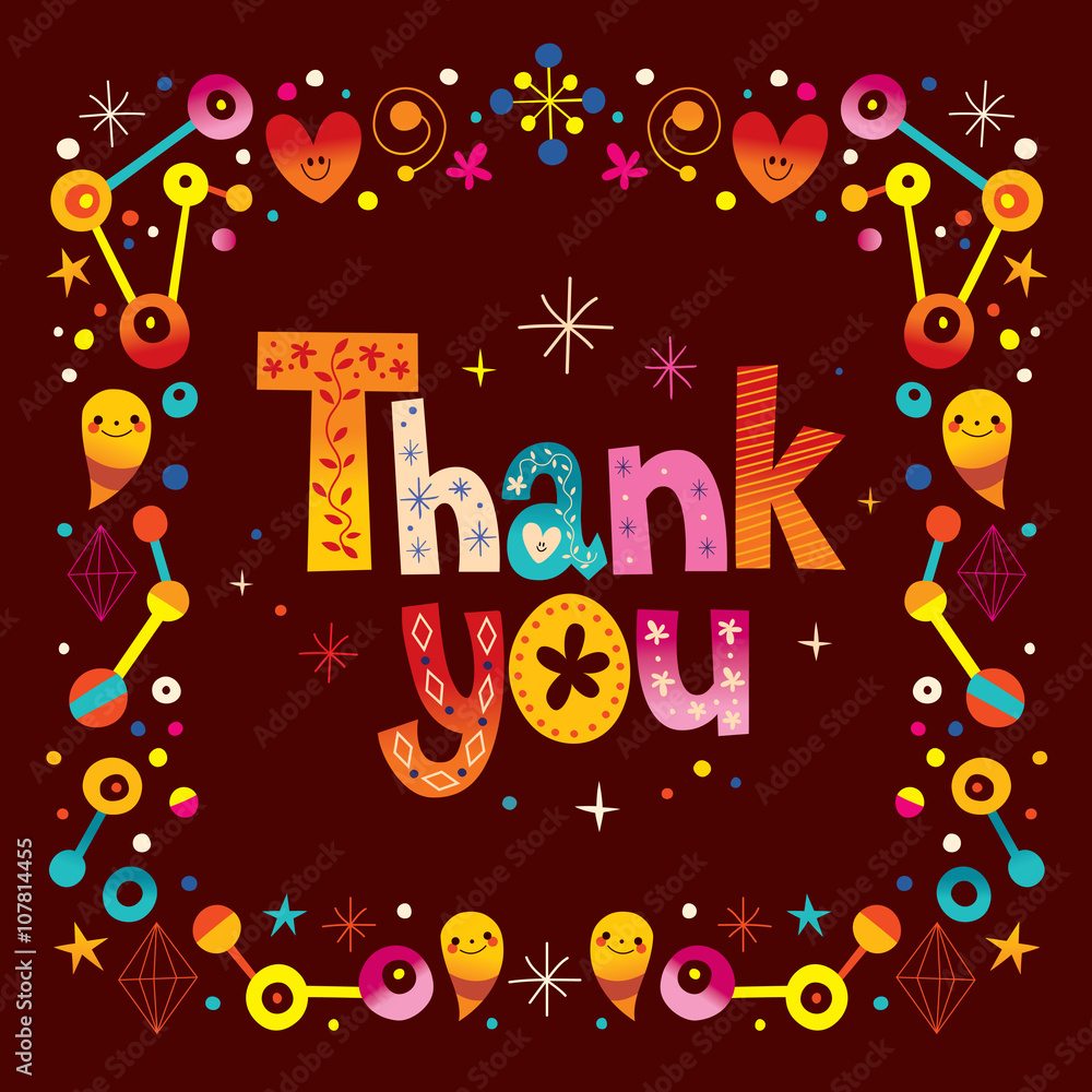Naklejka premium thank you card abstract art retro style
