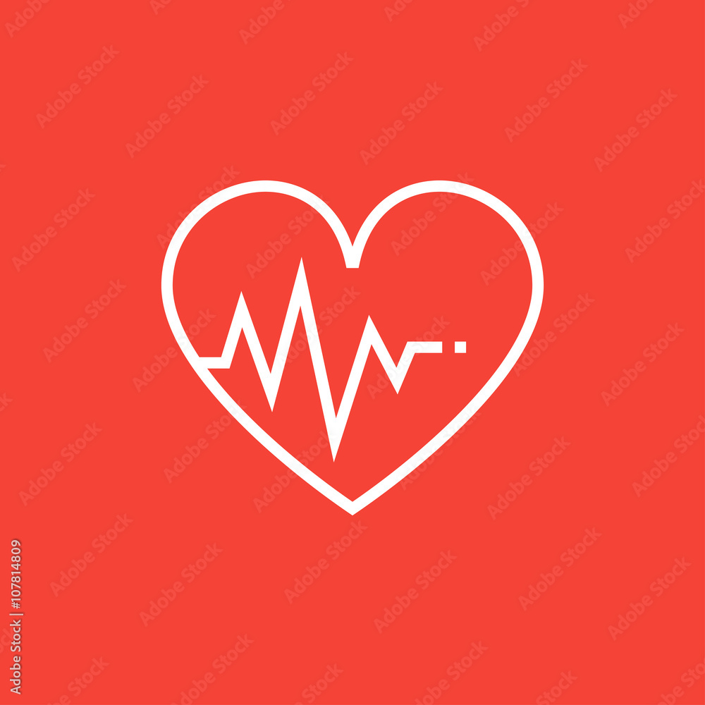 Heart with cardiogram line icon. Heart with cardiogram line icon.