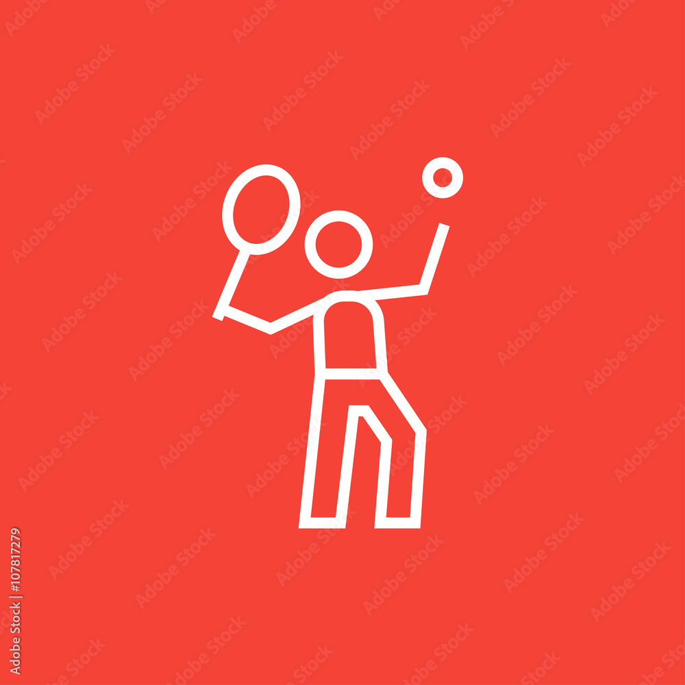 Man playing big tennis line icon. Man playing big tennis line icon.