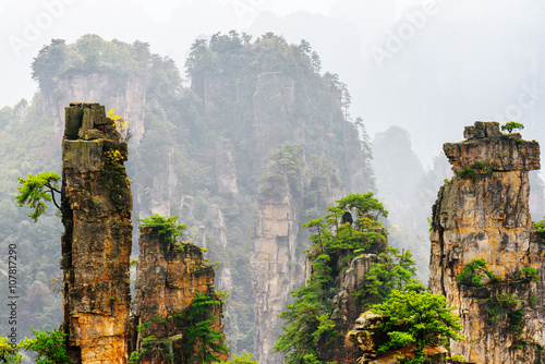 Quartz sandstone pillars of fantastic shapes (Avatar Rocks) photo