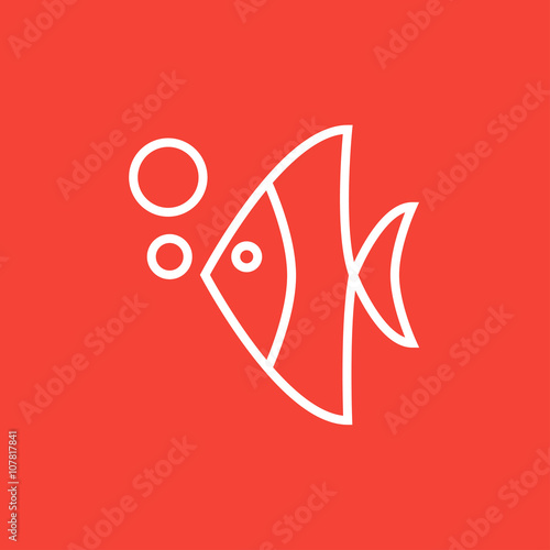 Fish under water line icon.