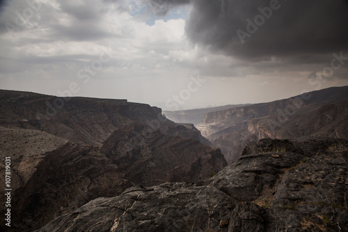 Hajjar Mountain range in Oman just before a storm