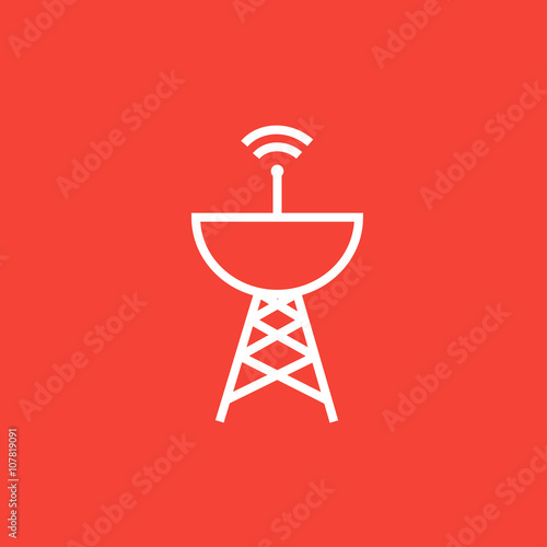 Radar satellite dish line icon.