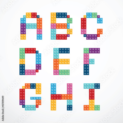Alphabet blocks style vector set..