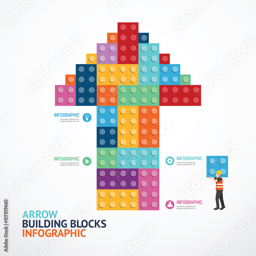 Infographic Template with arrow shape building blocks banner . c