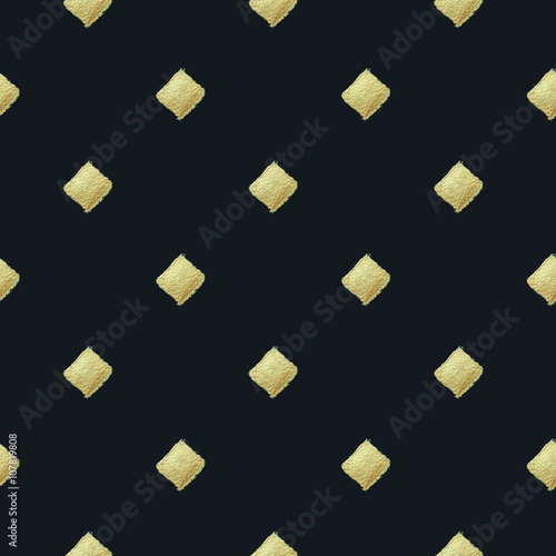 Rhombus texture. Golden paint. Seamless pattern.