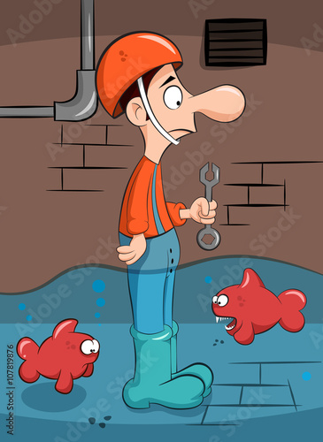 Plumber solves the problem with fish.