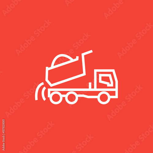 Dump truck line icon.