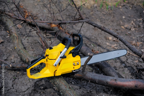 Chainsaw on a suburban site