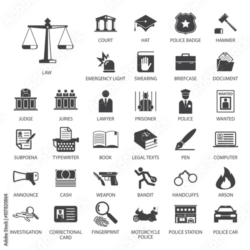 Law and police icon set