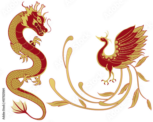 Dragon and phoenix for symbolism in traditional Chinese wedding