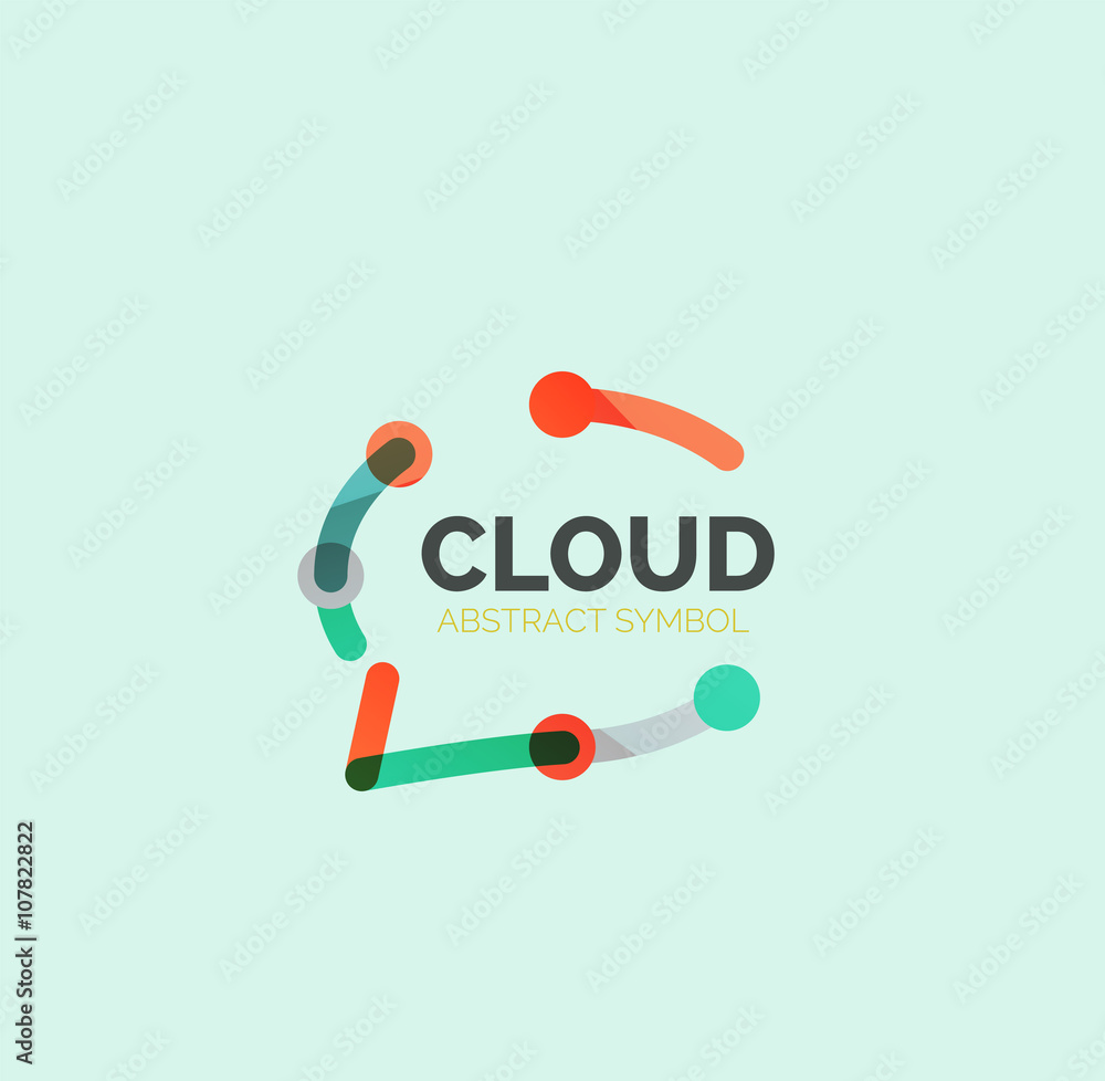 Flat linear design speech cloud logo. Talk bubble, modern geometric industrial thin line icon Flat linear design speech cloud logo. Talk bubble, modern geometric industrial thin line icon