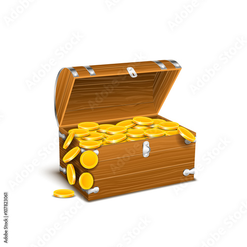 trunk chest full of gold coins treasures