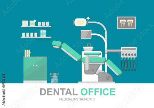 Dentist chair isolated, vector illustration. Dental equipment. Modern flat illustration. 