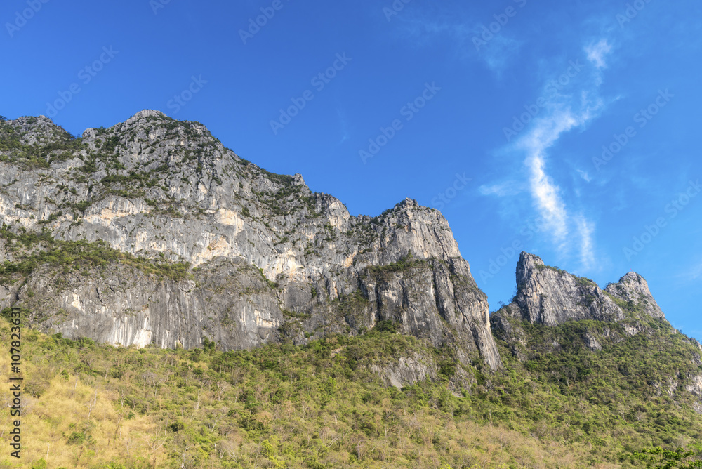 Beautiful blue sky with mountain at Khao Sam Roi Yot National Park, Thailand, landscape Series