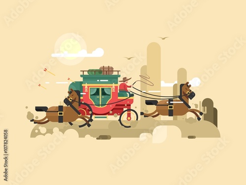 Stagecoach design flat photo