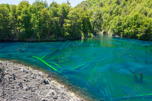 Rainbow lake in Conguillio National Park  Chile  