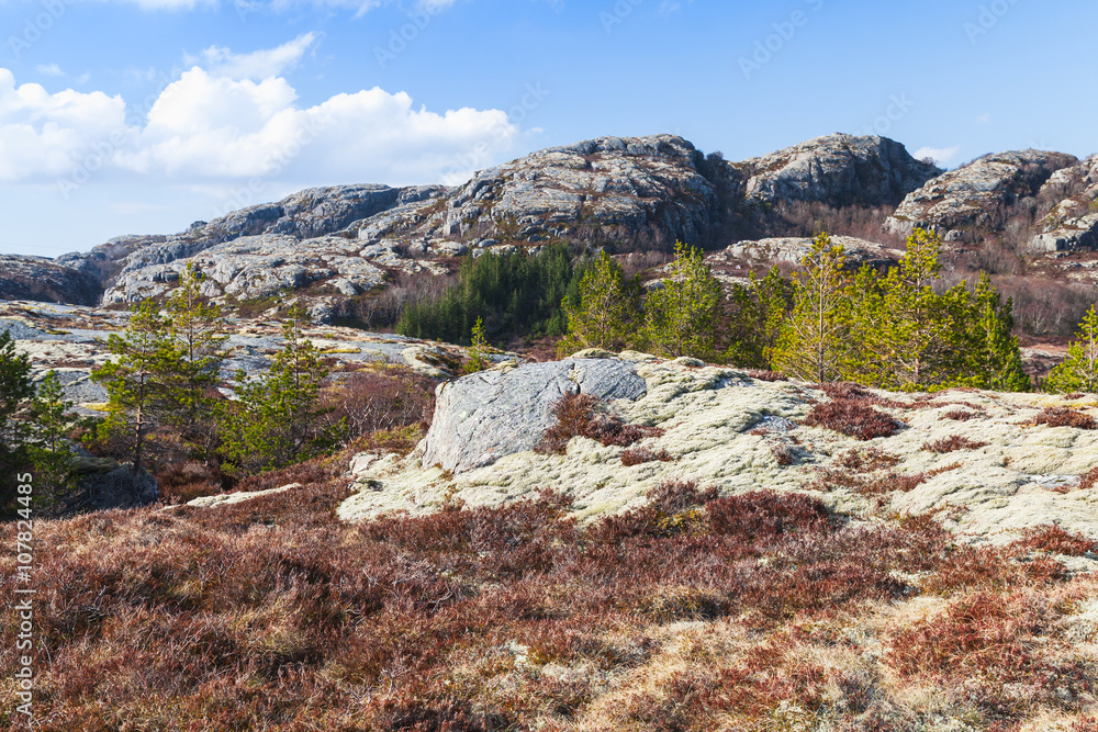 Norwegian mountain landscape with rocks