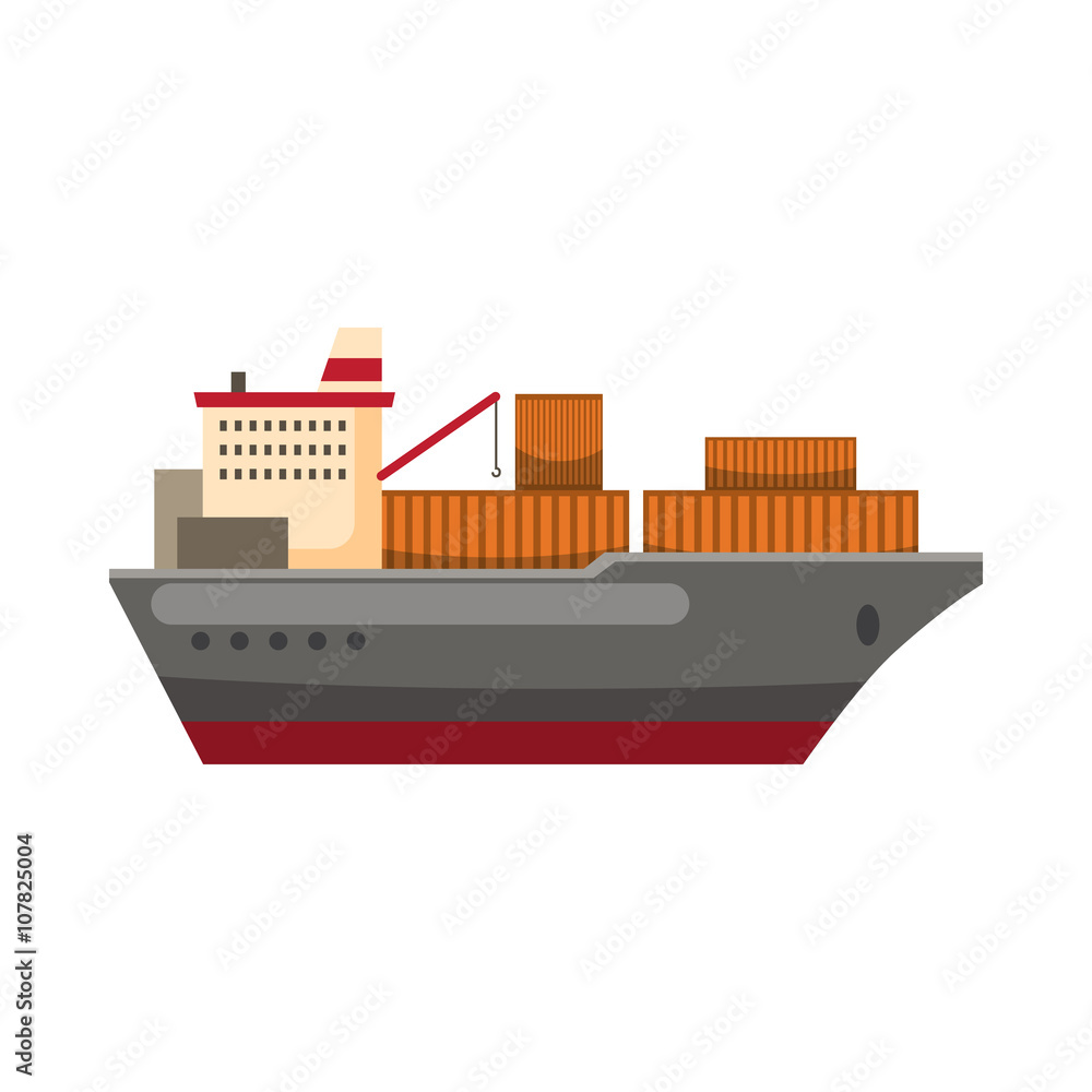 Cargo ship icon, cartoon style Cargo ship icon, cartoon style