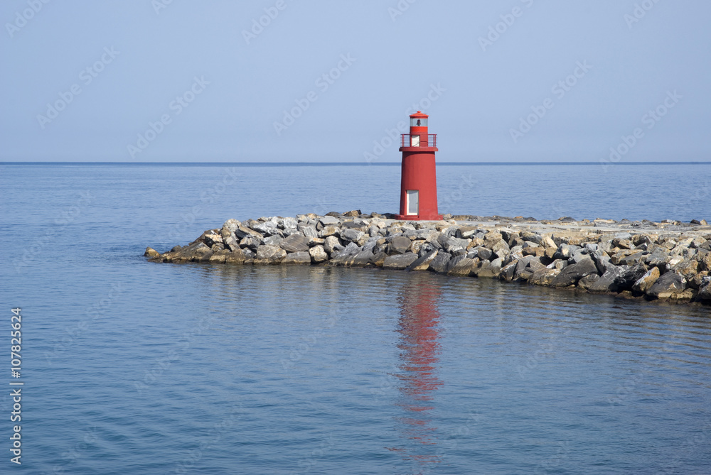 Red signal light of breakwater Red signal light of breakwater