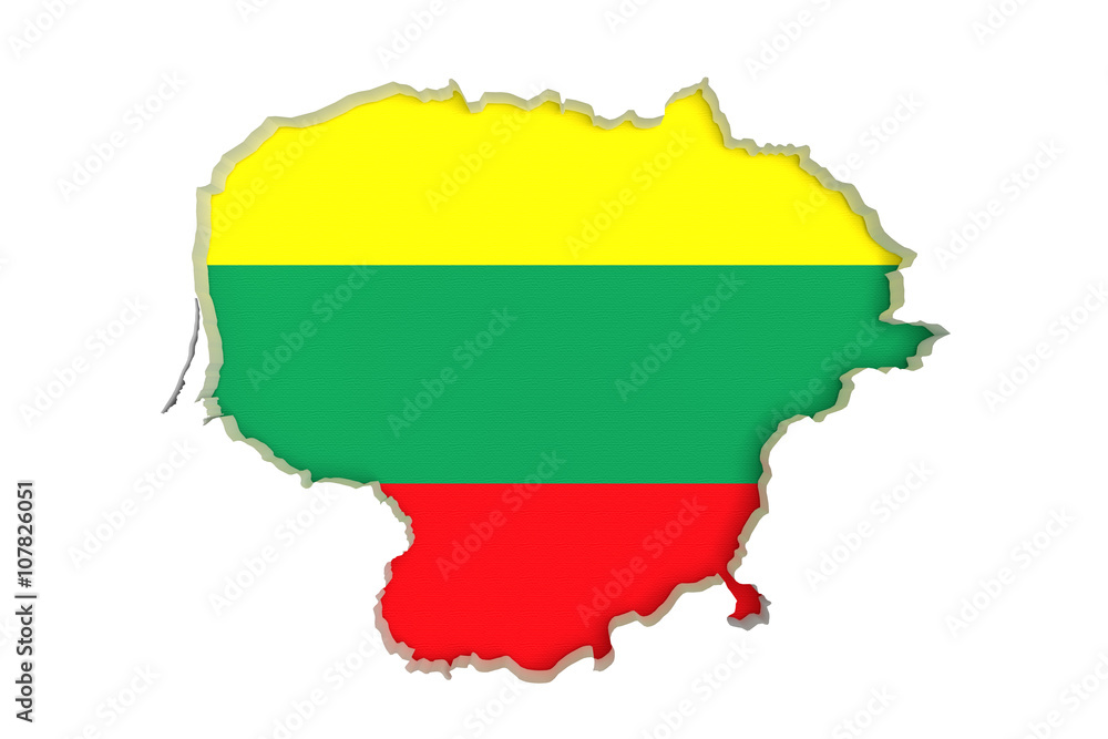 Obraz premium Silhouette of Lithuania map with flag
