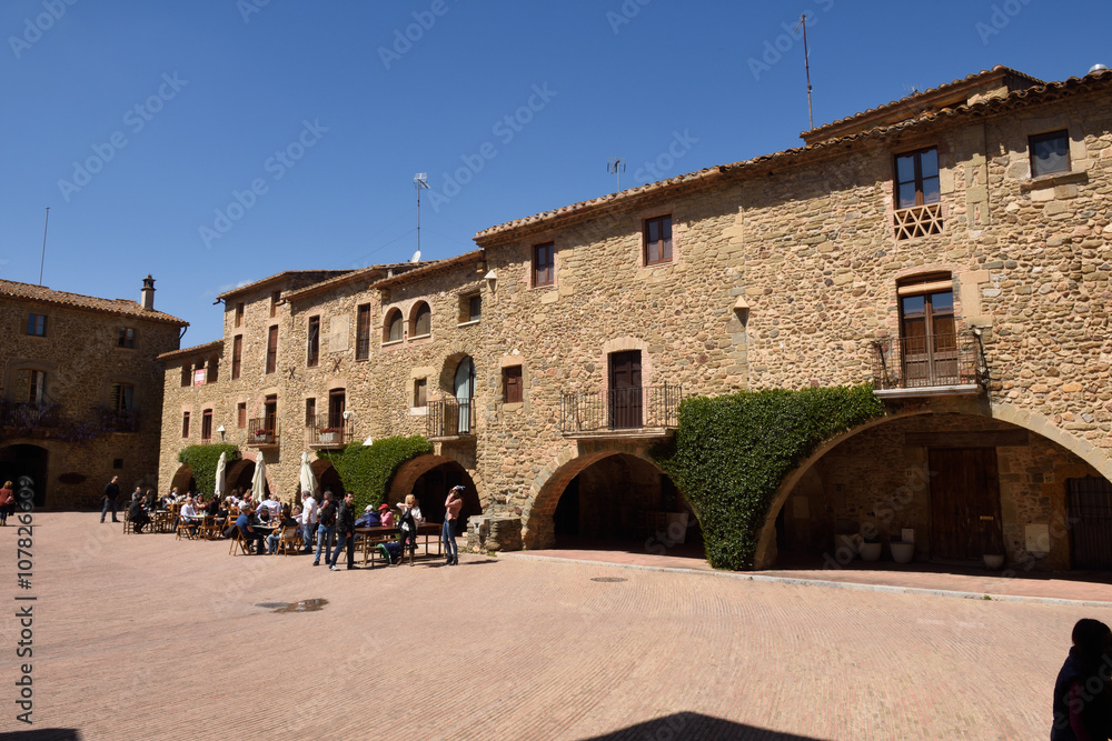 Town square of Monells,Baix Emporda, Girona, province, Catalonia,Spain