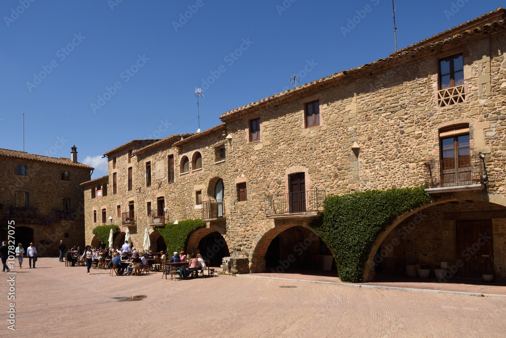 Town square of Monells,Baix Emporda, Girona, province, Catalonia,Spain