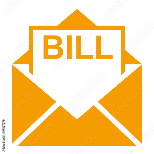 Free Download Icono plano sobre con texto BILL en color naranja - GFXLoad