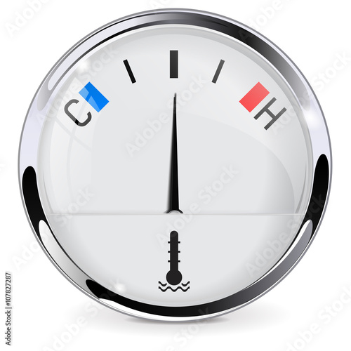 Temperature car gauge with chrome frame