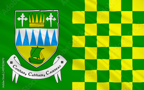 Flag of County Kerry is a county in Ireland photo