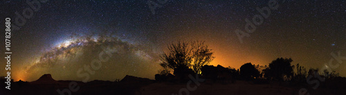 Extraordinary 360 degree nightscape panorama with the milky way seen from Isalo, Madagascar