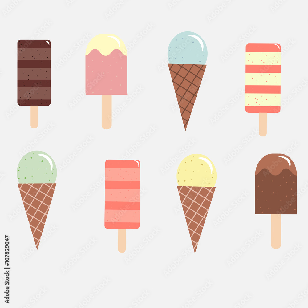 Ice cream collection (vector isolated)