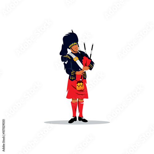 Scottish bagpiper. Vector Illustration.