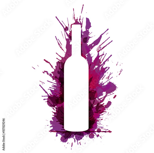 Wine bottle in front of colorful grunge splashes